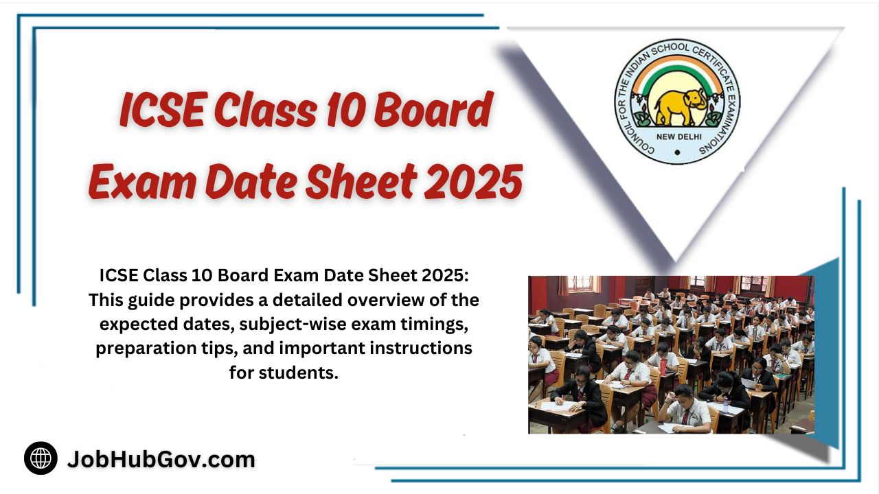 ICSE Class 10 Board Exam Date Sheet 2025