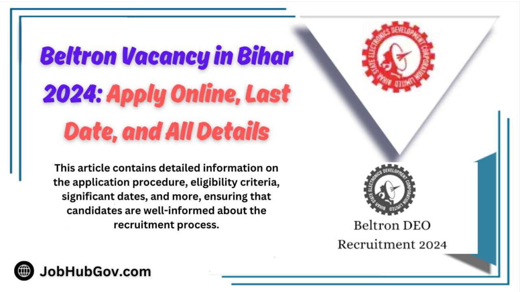 Beltron Vacancy in Bihar 2024