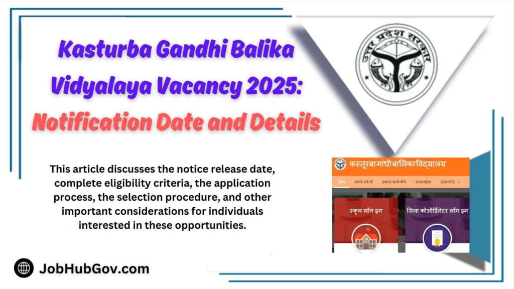 Kasturba Gandhi Balika Vidyalaya Vacancy 2025