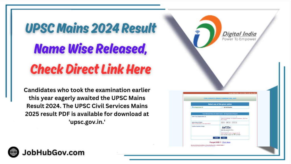 UPSC Mains 2024 Result Name